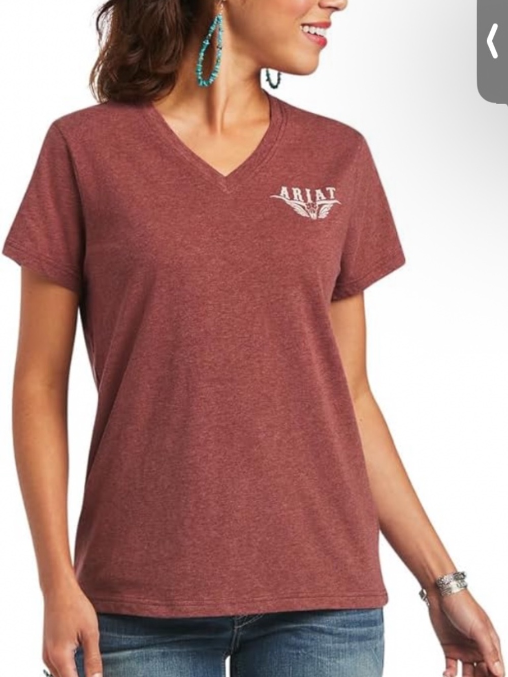 Ariat REAL Relaxed Fit Graphic Tee Mauve Western Cowgirl Large
